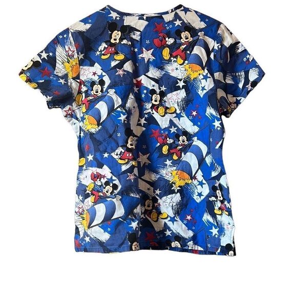 Disney Mickey Mouse Scrub Top Shirt Medium Nurses Doctors Blue Cartoon - Picture 4 of 4